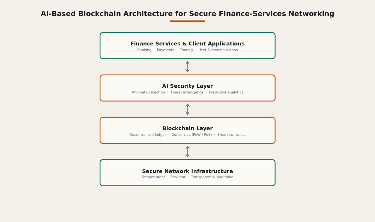 AI-based blockchain architecture for secure finance-services networking